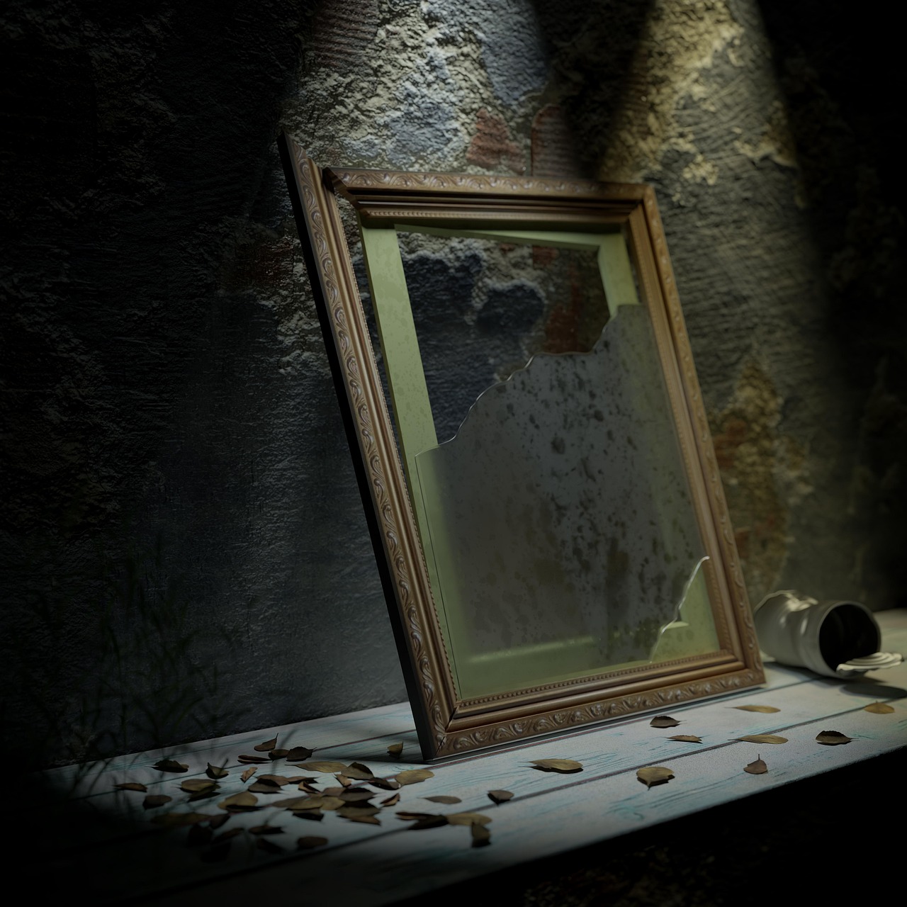 frame, picture frame, glass, broken, shattered, abandoned, shelf, interior, picture frame, picture frame, picture frame, picture frame, picture frame, shattered, shattered, shattered